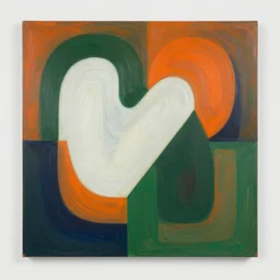 born under a bad sign, good luck and trouble are my only friends, colors orange, white!!, dark green, dark blue, surreal abstract painting