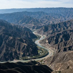 Sprawling mountains and curving rivers