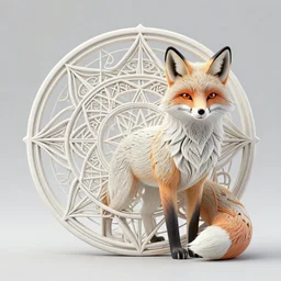 a beautiful fox made from intricate sacred geometry, incredibly detailed