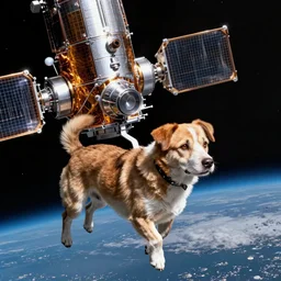 hubble telescope photography, floating dog in space, 4 k hd, high render, highly detailed, sharp focus, close - up, art by hubble telescope and nasa