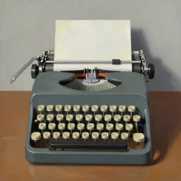 painting of a typewriter standing on a desk, style of greg rutkowski