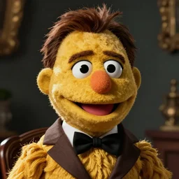nicholas cage as a muppet puppet portrait, cinematic, realistic photography