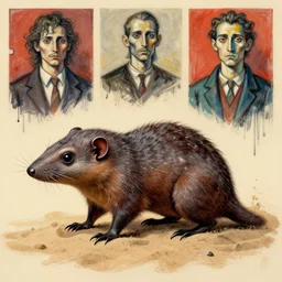 demonic sandshrew concept art jacek yerka jackson pollock basquiat chris cold Vladimir Tretchikoff kitsch