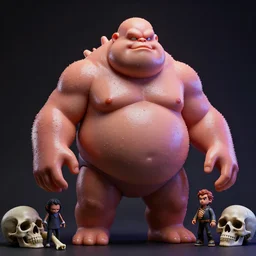 hyperrealistic rendering, fat smooth wet cronenberg flesh monster smooth kaiju by art of skinner and richard corben and jeff easley, product photography, action figure, sofubi, studio lighting, colored gels, skulls and ribcages