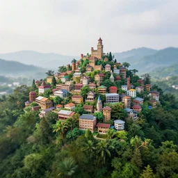 professional photo of a tree top town similar to level of donkey kong country, by discovery magazine, real life, photorealistic, soft focus, long exposure