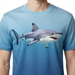 Robert Graham shirt inspired by great white sharks, print detail, product photography