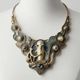 simple artnouveau necklace motiv natur in the style of h. r. giger and rene lalique