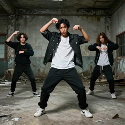 generic gen - z youth doing tik - tok dances in a dangerous place