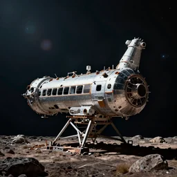 an outside view of abandoned space station in the deep space