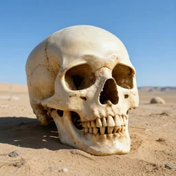 desolate skull landscape, bright surrealism