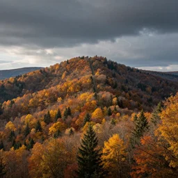 landscape portrait of franconia ridge, autumn, alien invasion