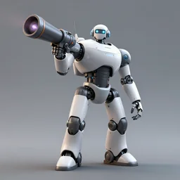 a robot armed with a gamma cannon, 3 d render, octane, ray tracing, volumetric lighting, photorealistic, ultra high resolution, ultra detailed