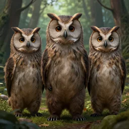 three quarter portrait of an owlbear in the forest, d & d, fantasy, magali villeneuve,