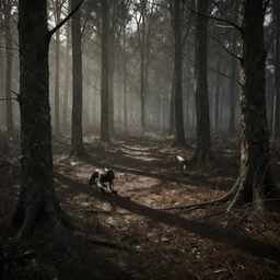 shadows crawling in the lifeless Forest, Greg Rutkowski, ArtStation, CGSociety, Unreal Engine