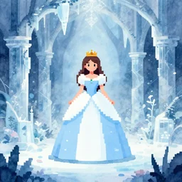 princess in the ice garden. heavily stylized pixel art by award - winning pixel artist, ( ( ( watercolor ) ) ), cinematic lighting, 6 4 bit, minimalism.