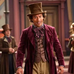 Film still of Dwayne Johnson as Willy Wonka from the movie Willy Wonka & The Chocolate Factory
