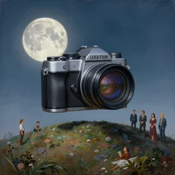 magical camera on a tall hill. moon, hyper realistic painting by zdzisław beksinski chiara bautista karl kopinski kim jung giu and weta studio, and lucasfilm and jesper ejsing and norman rockwell greg rutkowski frank frazzeta