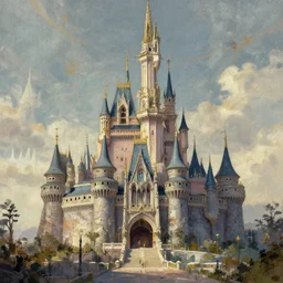 magical castle viewed from a distance, concept art, trending on artstation, wlop, ross draws, digital painting, mixed media, intricate details,