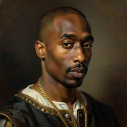 a renaissance style portrait painting of tupac