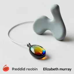 a multicolored glass pendant on a string on the ground, an abstract sculpture by elizabeth murray, reddit contest winner, cloisonnism, creative commons attribution, adafruit, vibrant colors