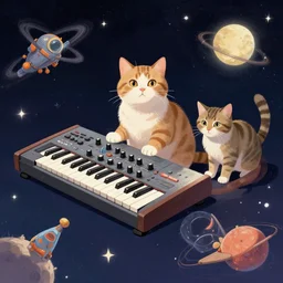 cats on synthesizers in space