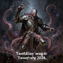 ultrarealistic, fantasy oil painting, a lifelike medieval knight transforming into a tentacle monster, surrounded by magic wisps, highly rendered, dramatic lighting, flesh, cosmic horror, extremely detailed, concept art, award - winning, masterpiece, art by alex grey