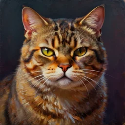 an oil painting of a powerful cat with a chiseled jawline, giga chad, dramatic impactful colors, by artgerm, hd, hdr, ue 5, ue 6, unreal engine 5, realistic anime 3 d style, cinematic 4 k wallpaper, 8 k, ultra detailed, gta cover art, high resolution, artstation, award winning