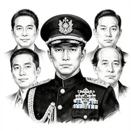 highly detailed ink portrait photo illustration of marine headquarter admiral bunta sugawara, b & w clean shaped illustration by kim jung gi, ric estrada, ron english and eiichiro oda