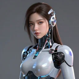 a beautiful woman wearing robot suit with wires and light, highly detailed, photorealistic, artstation, smooth