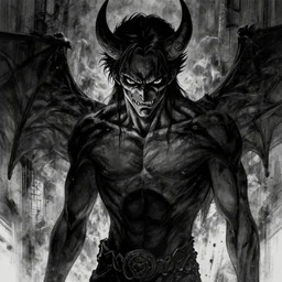 the devil of darkness, by kentaro miura, hyper-detailed, gloomy