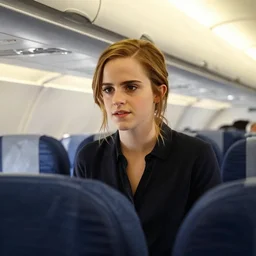 emma watson, inside airplane, film still, instagram,
