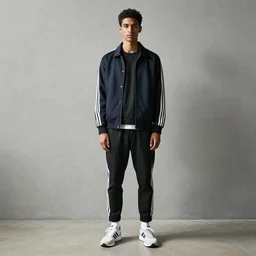 man standing by leyendecker, edward hopper, full body, adidas fashion, modern fashion
