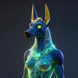 glowwave portrait of anubis, borderlands 3, au naturel, hyper detailed, digital art, trending in artstation, cinematic lighting, studio quality, smooth render, unreal engine 5 rendered, octane rendered, art style by klimt and nixeu and ian sprigger and wlop and krenz cushart.