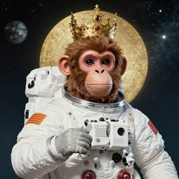 1960s space age astronaut monkey Byzantine religious icon