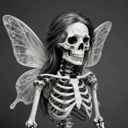 portrait of a bone fairy. beautiful, made of bones. skeleton. black - and - white photography, studio lighting, 4 k