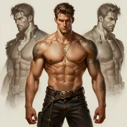 muscled  ruggedly handsome hero, intricate, elegant, highly detailed, centered, digital painting, artstation, concept art, smooth, sharp focus, illustration, art by artgerm and donato giancola and Joseph Christian Leyendecker, Ross Tran, WLOP