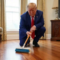 Trump cleaning floors