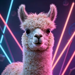 photo of surreal anthro llama portrait  in neon lighting, elegant, highly detailed, lit by neon tubes, smooth, sharp focus, trippy, dmt, psychedelic, lit by neon strands, illustration, beautiful, geometric, trending on artstation, cinematic, artwork by WLOP