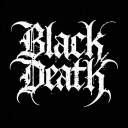 masterpiece, black death metal logo calligraphy by thomas bokler, behance, white letters on black background