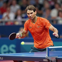 a photo of a painting on a table of tennis player nadal