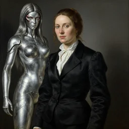 business woman. by rembrant, battle angel alita, ralph mcquarrie, aluminum, 1 6 6 7