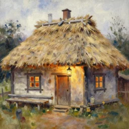 paint brush strokes, abstract watercolor painting of rustic village house, interior closeup, medieval straw roof, scandinavian viking age, ambient lantern lighting, impressionist art by hans dahl, by jesper ejsing, art by anders zorn, wonderful masterpiece by greg rutkowski, cinematic light, american romanticism by greg manchess, impressionism by tyler edlin