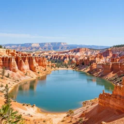 a lake and mountains, bryce 3 d