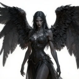 a dark wings angel of death, detailed, 8 k, trending on artstation, smooth, sharp focus artwork by artgerm, mark keathley, greg rutkowski and alphonse mucha
