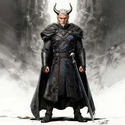 a full body shot of Night King of Game of Thrones by Tite Kubo ,small horns, detailed,artstation,manga