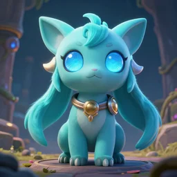 cyan spirit axie pet with hypnoeyes, fantasy, style artstation, style greg rutkowsk, octane render, unreal engine 6, epic game graphics, fantasy, conceptual art, ray tracing