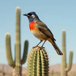 ADodo bird perched atop a Saguaro cactus in the desert, digital art, trending on Artstation, high detail, sharp focus, illustration, art by artgerm and greg rutkowski and alphonse mucha.