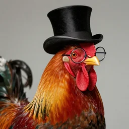 ! dream portrait of a rooster, with top hat!!! and monocle!!!, trending on artstation
