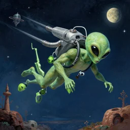 space alien diver in the style of surrealism