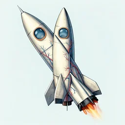 anatomical illustation of a rocket ship with veins